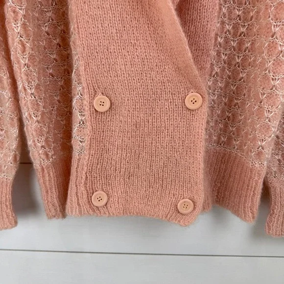 VINTAGE 1961 Nissho-Iwai Mohair Cardigan DOUBLE BREASTED Sweater WOMEN 48 JAPAN